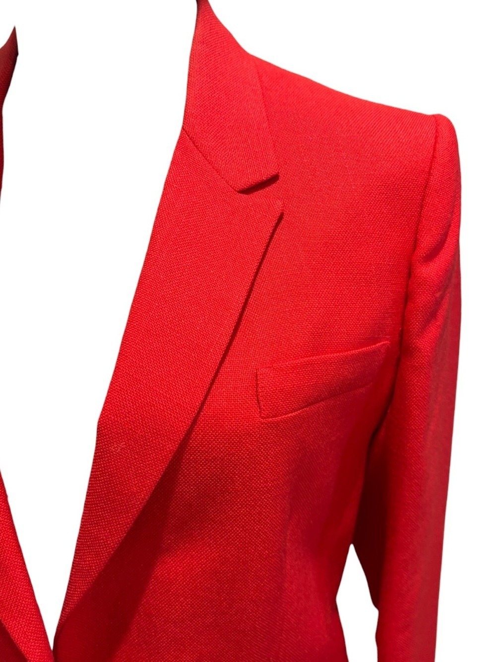 LINEN 90s CLASSIC RED 2 BUTTON FITTED BLAZER FULLY LINED QUIET LUXURY SZ 12 - Picture 8 of 9